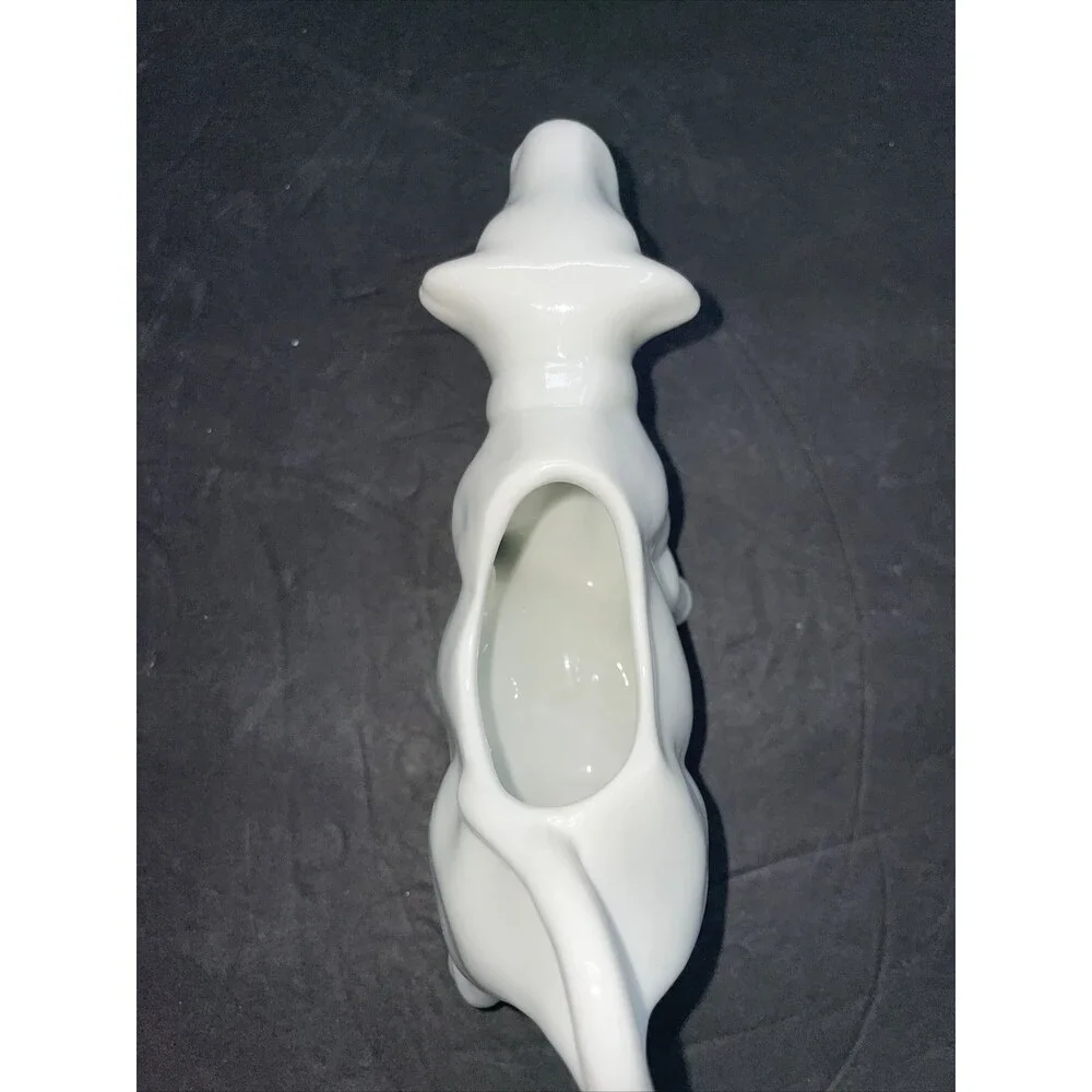 White Cow With Bell Creamer Ceramic Vintage Farmhouse Country Decor EUC